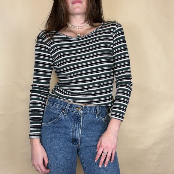 1990S ENERGIE STRIPE LONG SLEEVE T-SHIRT - Picture 1 of 6